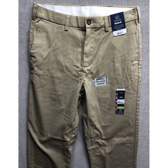 George Men Premium Khaki Pants 30X32 Beige Regular Straight Leg - Picture 1 of 16